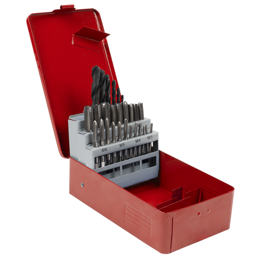 Sealey Metric Tap & Drill Bit Set 28 Pieces Alloy Steel With Storage Case AK3023