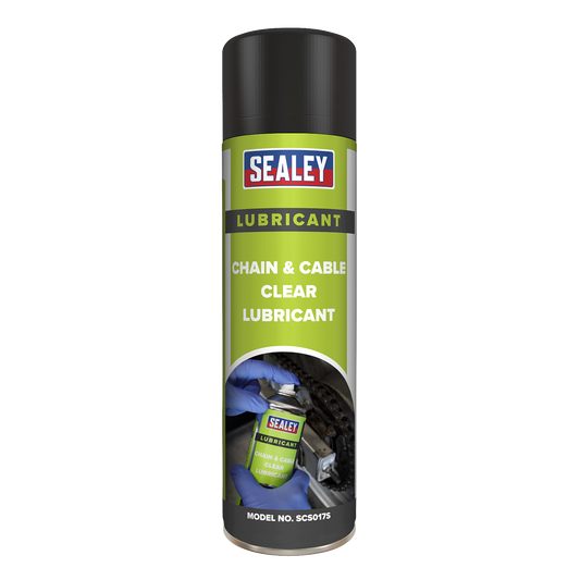 Sealey Chain & Cable Clear Lubricant Anti-Corrosive Spray 500mL 0.5L SCS017S