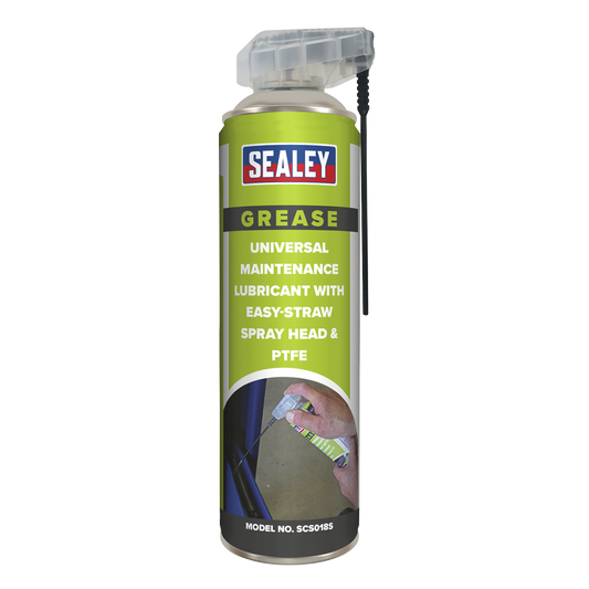 Sealey Universal Maintenance Lubricant Easy-Straw Spray Head PTFE 500mL SCS018S