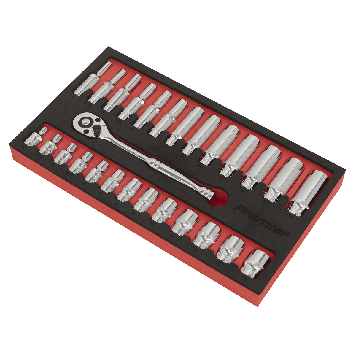 Sealey Ratchet Wrench/Socket Set 27 Pieces 1/4" Square Drive Tool Kit AK66721