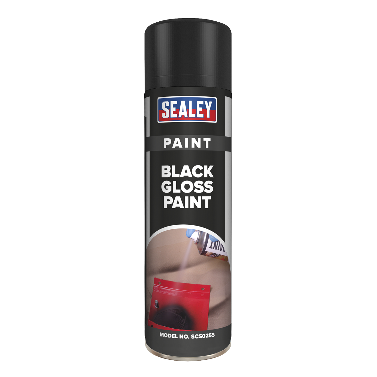 Sealey 500mL Multipurpose Black Gloss Paint Acrylic Based Fast Drying SCS025S