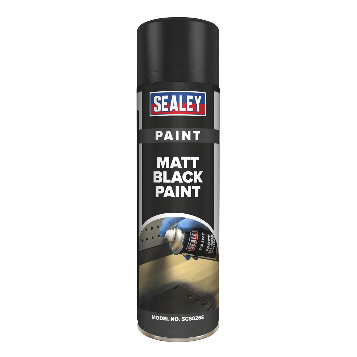 Sealey 500mL Multipurpose Black Matt Paint Acrylic Based Fast Drying SCS026S