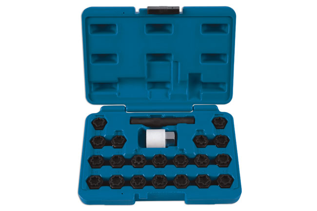 LASER 6232 Locking Wheel Nut Key Set 22pc For Audi VAG T40073 Cloverleaf Style