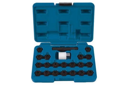 LASER 6232 Locking Wheel Nut Key Set 22pc For Audi VAG T40073 Cloverleaf Style