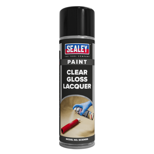 Sealey Gloss Lacquer 500ml Clear Large Coverage Fast Drying Automotive SCS065S