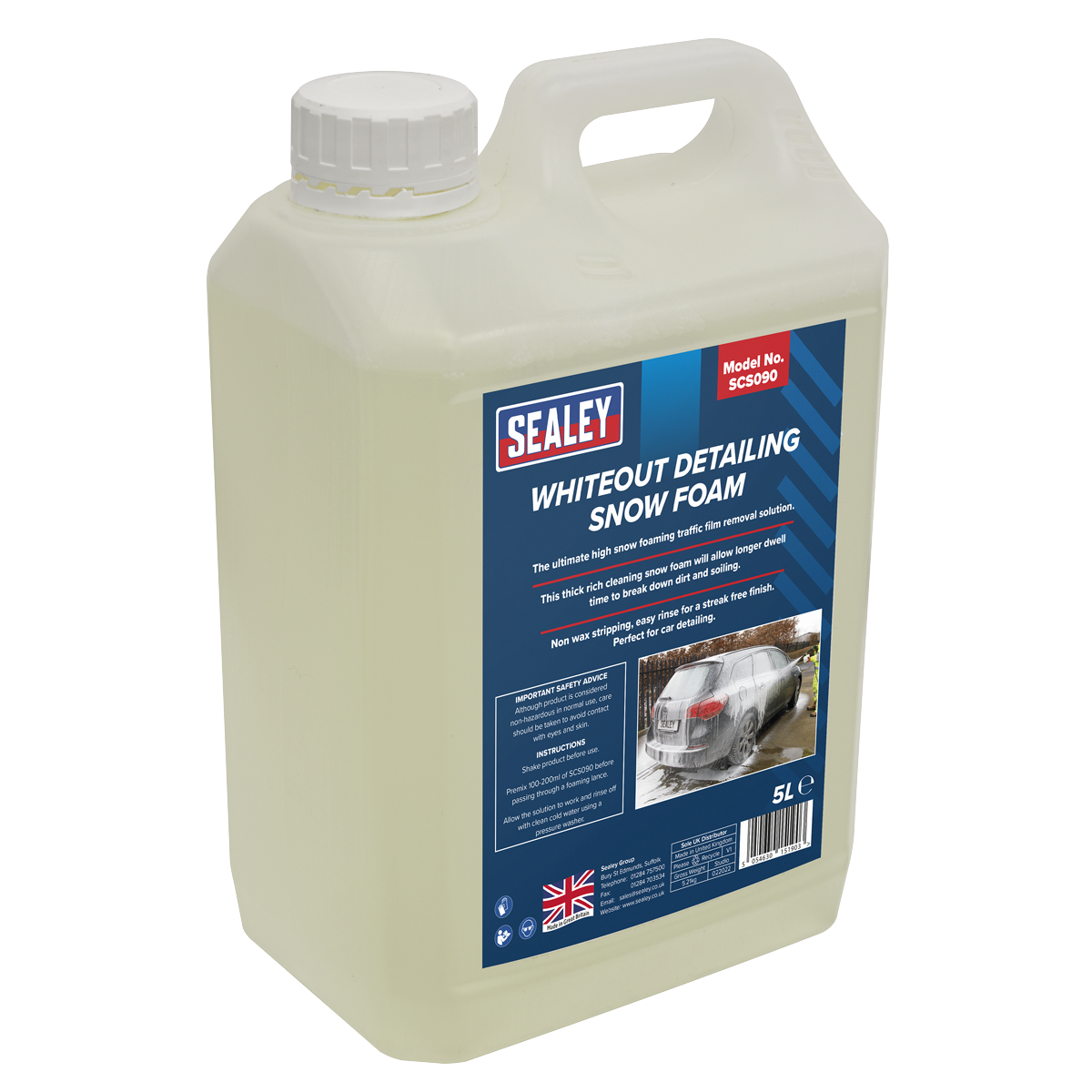 Sealey Whiteout Detailing Snow Foam Non-Wax Stripping PH Neutral 5L SCS090
