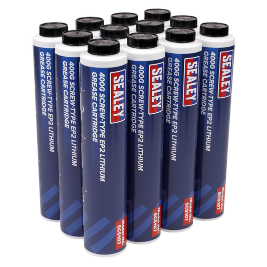 Sealey Screw Type EP2 Lithium Grease Cartridge 4.8kg Multipurpose 400gx2 SCS108