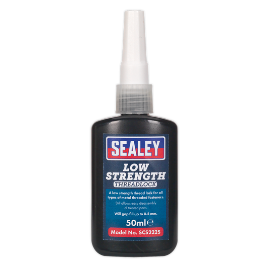 Sealey Thread Lock Low Strength Fills Gaps Up to 0.5mm 50mL Grey SCS222S