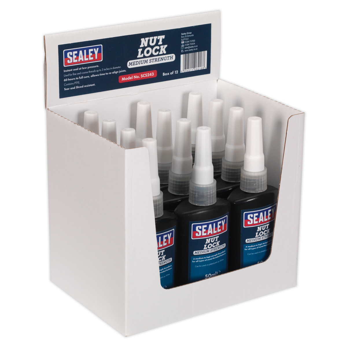 Sealey Nut Lock Medium Strength 50mL Fixture Time 5-8min Pack of 12 SCS243