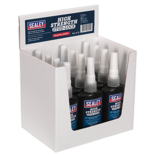 Sealey Stud Lock High Strength 50mL Fixture Time 5-8min Pack of 12 SCS271