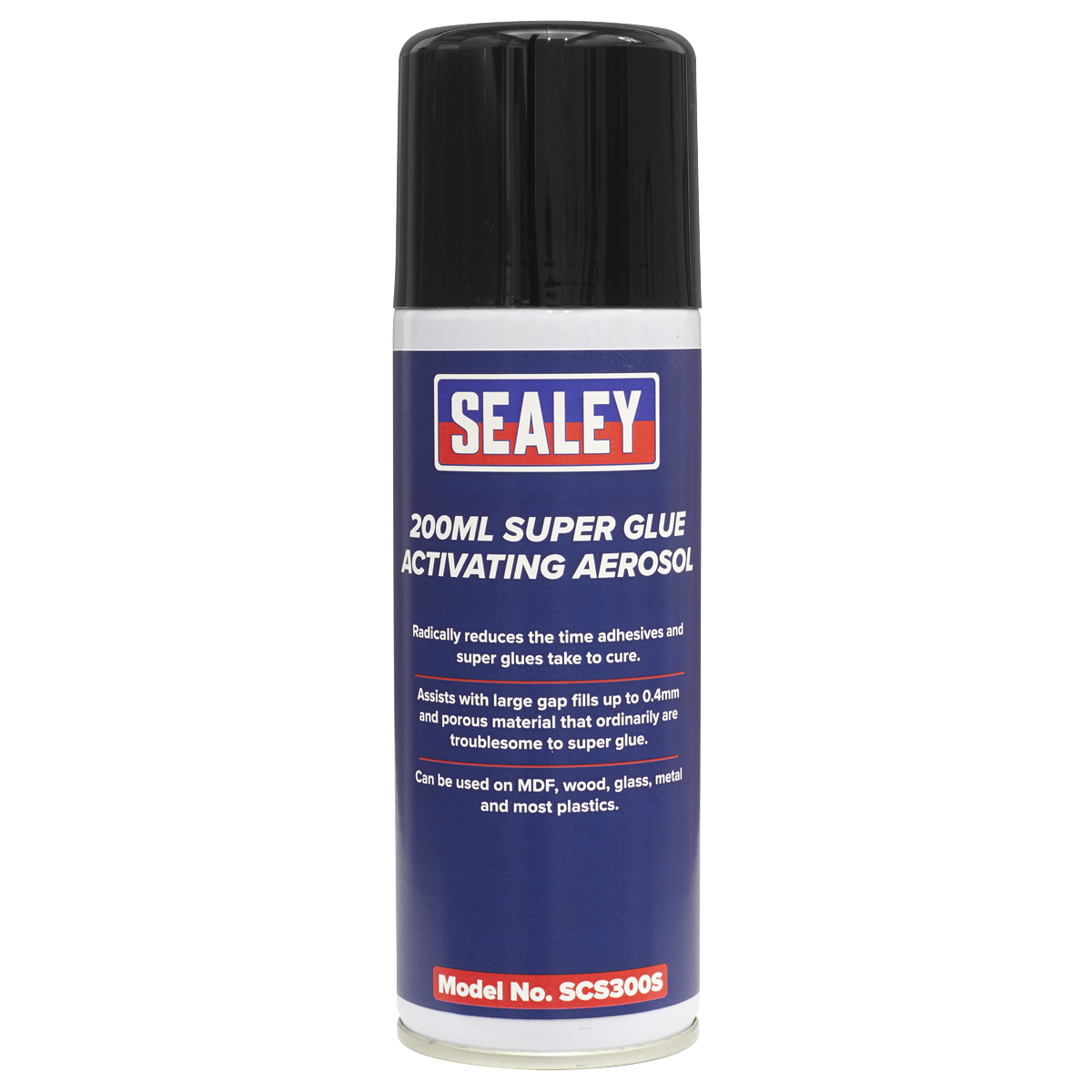 Sealey 200mL Super Glue Activating Aerosol MDF/Wood/Glass/Metal x6 Pieces SCS300