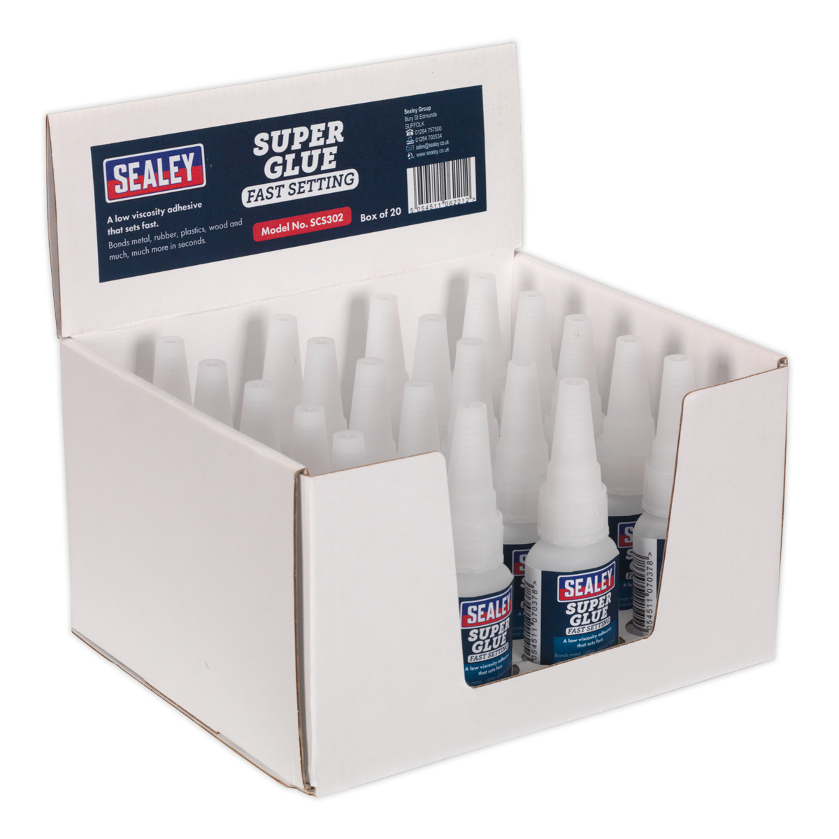 Sealey Super Glue Fast Setting Low Viscosity Adhesive 20g Pack of 20 SCS302