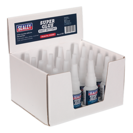 Sealey Super Glue Fast Setting Low Viscosity Adhesive 20g Pack of 20 SCS302