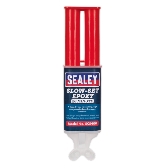 Sealey Slow-Set 20 Min Solvent-Free Epoxy Adhesive Clear Drying 25mL SCS400