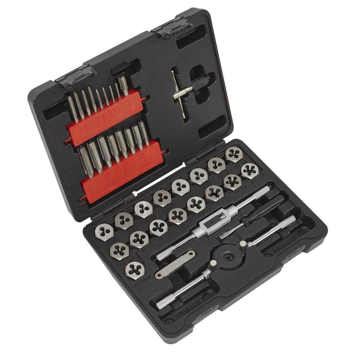 Sealey Tap Hex Die Set With Metric Thread Gauge 39 Pieces Silver AK3039HM