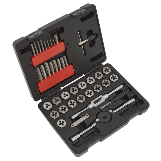 Sealey Tap Hex Die Set With Metric Thread Gauge 39 Pieces Silver AK3039HM