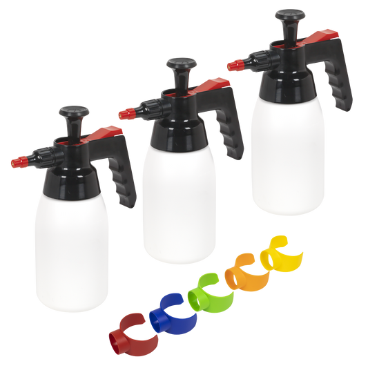 Sealey Premium Pressure Solvent Sprayers 1L & Colour-Coded Caps Combo SCSGCOMBO