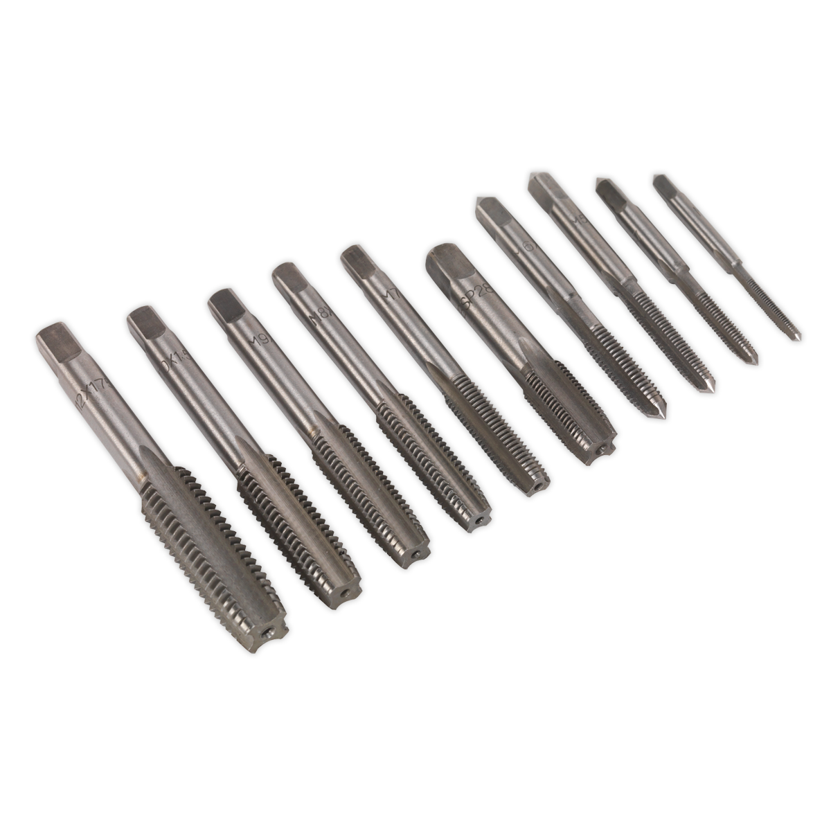 Sealey Tap Set 10 Pcs Metric Tungsten Steel Hardened & Tempered Long Life AK304M
