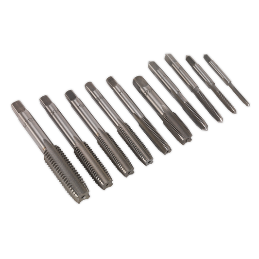 Sealey Tap Set 10 Pcs Metric Tungsten Steel Hardened & Tempered Long Life AK304M