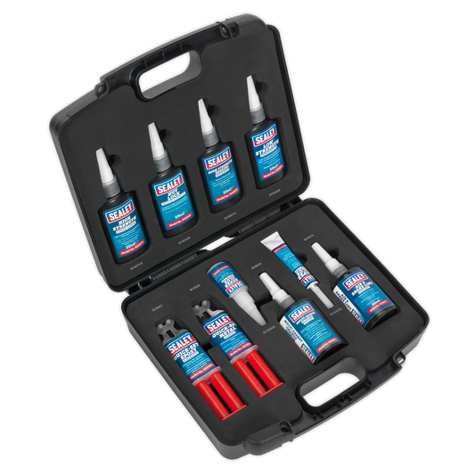 Sealey Adhesive & Sealant Kit With Thread Nut & Stud Lock 10 Pieces SCSKIT1