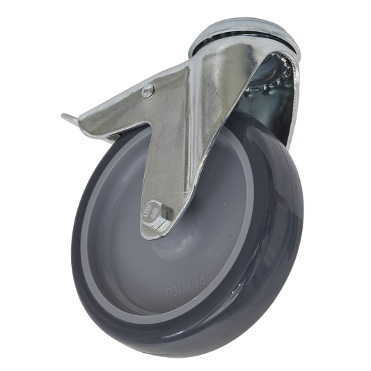 Sealey Castor Wheel 100mm Bolt Hole Swivel With Total Lock 70kg Load SCW2100SBL