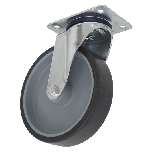 Sealey Castor Wheel 100mm Plate Swivel 90kg Load Thermoplastic SCW2100SPEM