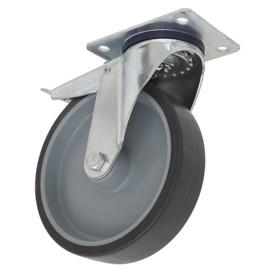 Sealey Castor Wheel 100mm Plate Swivel With Total Lock 90kg Load SCW2100SPLEM