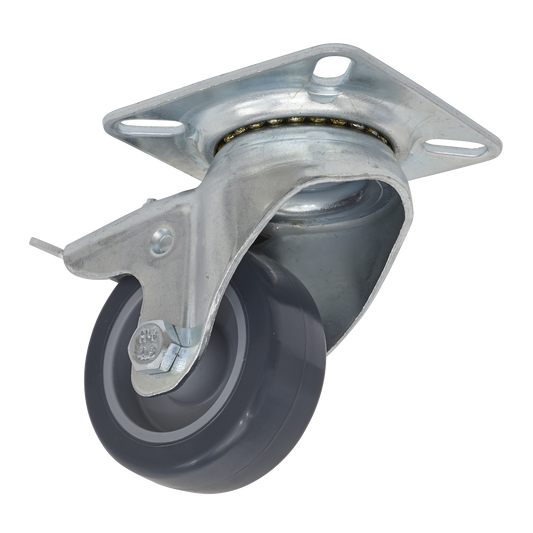 Sealey Castor Wheel 50mm Plate Swivel With Total Lock 40kg Load SCW250SPL