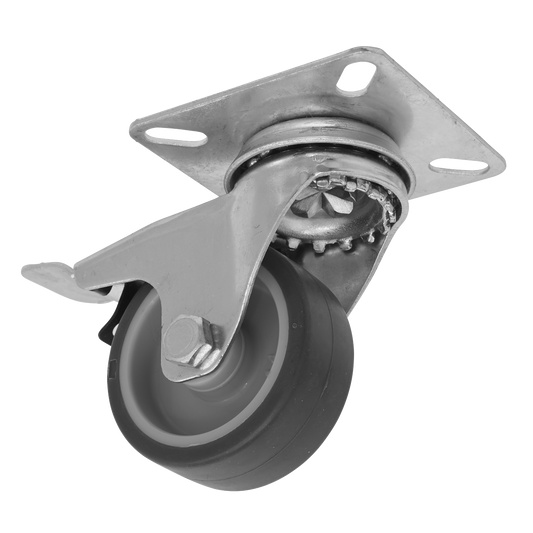 Sealey Castor Wheel 50mm Plate Swivel With Total Lock 40kg Load SCW250SPLEM