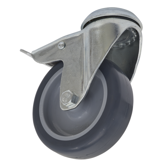 Sealey 75mm Castor Wheel Bolt Hole Swivel With Total Lock Black SCW275SBL