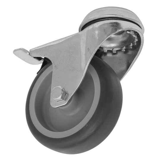 Sealey Castor Wheel 75mm Bolt Hole Swivel With Total Lock 60kg Load SCW275SBLEM