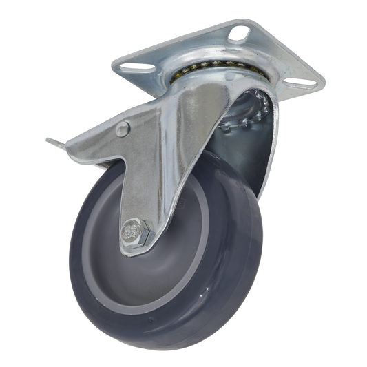 Sealey 75mm Castor Wheel Swivel Plate With Total Lock - Black SCW275SPL