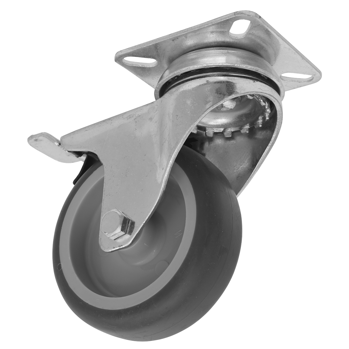 Sealey Castor Wheel 75mm Plate Swivel With Total Lock 60kg Load SCW275SPLEM