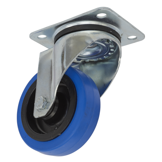 Sealey Castor Wheel 100mm Plate Swivel 160kg Load Capacity Elastic SCW3100SP