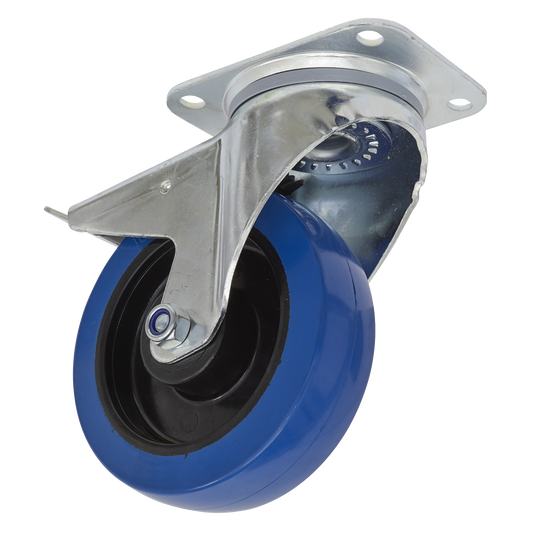 Sealey Castor Wheel 160mm Plate Swivel With Total Lock 300kg Load SCW3160SPL