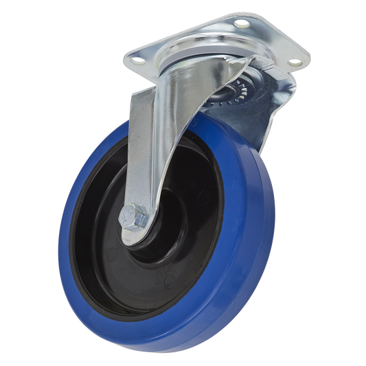 Sealey Castor Wheel 200mm Plate Swivel 400kg Load Capacity Elastic SCW3200SP