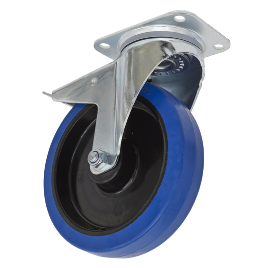 Sealey Castor Wheel 200mm Plate Swivel With Total Lock 400kg Load SCW3200SPL