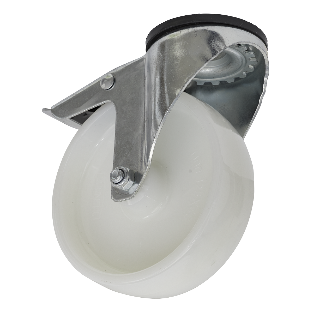 Sealey 125mm Castor Wheel Bolt Hole Swivel With Total Lock White SCW4125SBL