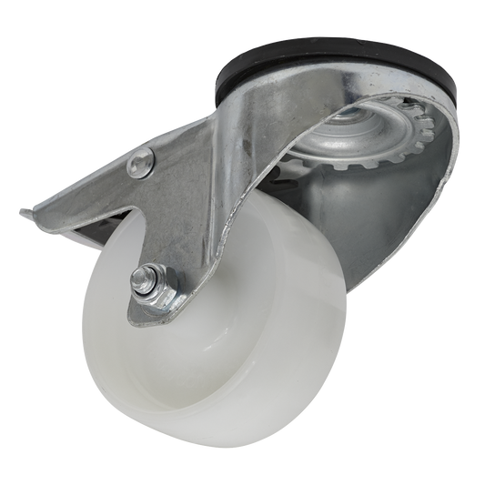 Sealey 80mm Castor Wheel Bolt Hole Swivel With Total Lock White SCW480SBL
