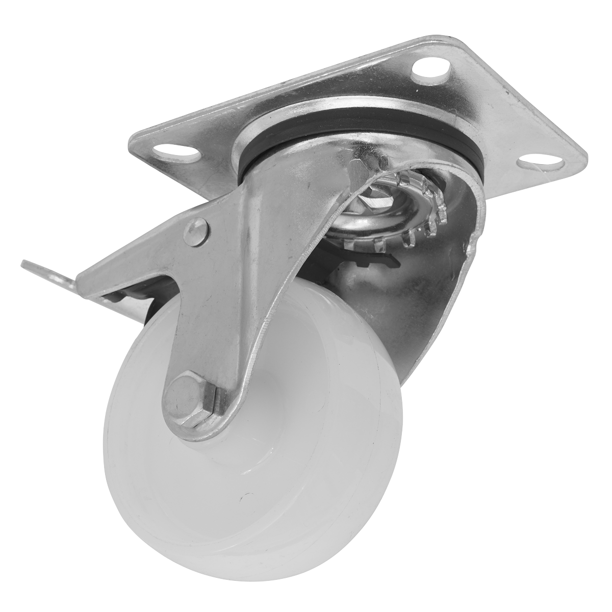 Sealey Castor Wheel 80mm Plate Swivel With Total Lock 150kg Load SCW480SPLEM