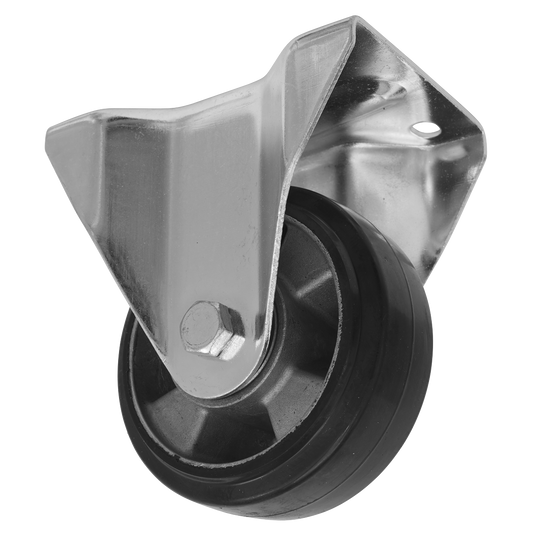 Sealey Castor Wheel 125mm Plate Fixed 250kg Load Capacity Rubber SCW5125FPEM