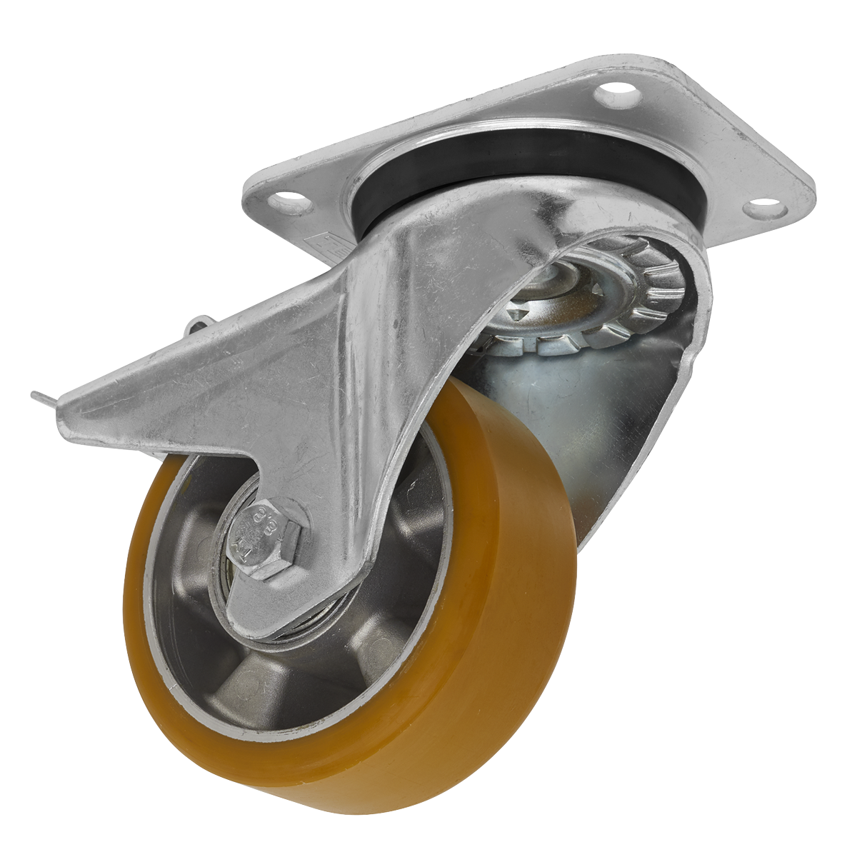 Sealey Castor Wheel 125mm Plate Swivel With Total Lock 500kg Load SCW5125SPL