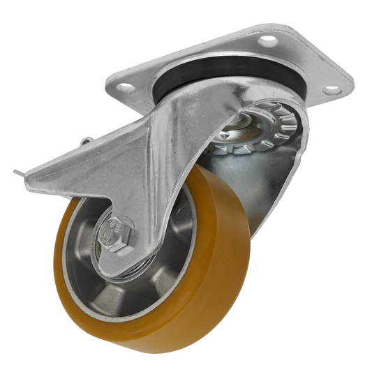 Sealey Castor Wheel 125mm Plate Swivel With Total Lock 500kg Load SCW5125SPL
