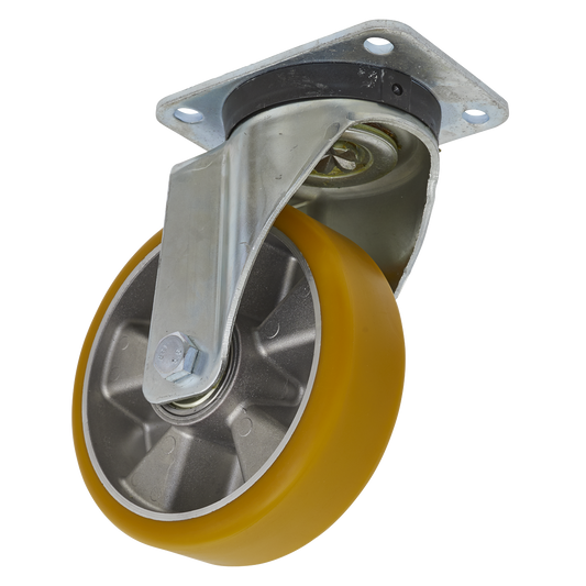 Sealey Castor Wheel 160mm Plate Swivel 600kg Load Capacity Aluminium SCW5160SP