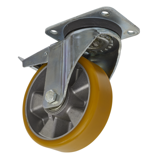 Sealey Castor Wheel 160mm Plate Swivel With Total Lock 600kg Load SCW5160SPL