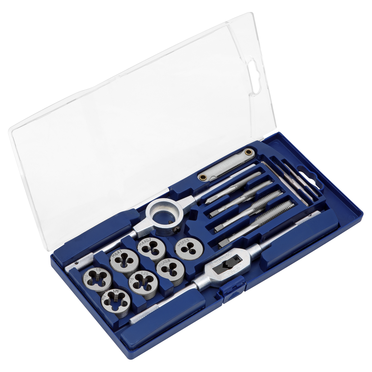Sealey Tap & Die Set 17 Pcs Carbon Steel Adjustable Tap Metric In Case AK321