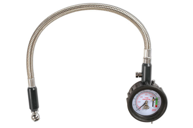 LASER 6273 Tyre Pressure & Tread Gauge With Flexi Hose 0-130 psi Dual-Face
