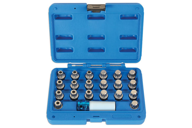 LASER 6276 Locking Wheel Nut Key Set 21pc For BMW & MINI With 17mm Drive Socket