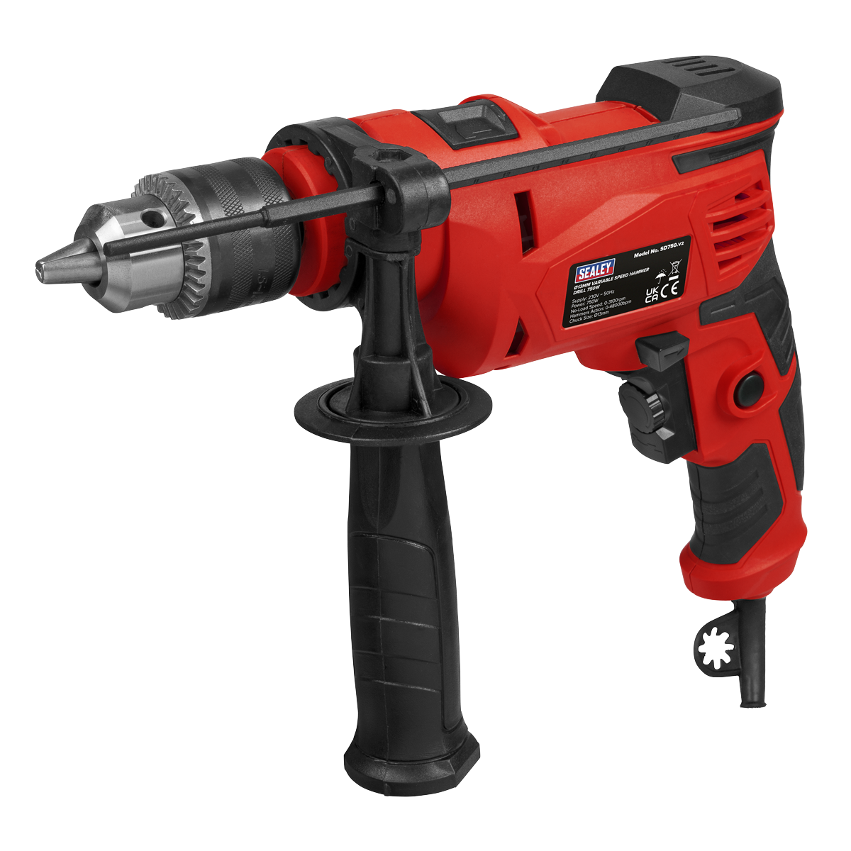 Sealey Ø13mm Variable Speed Hammer Drill With Adjustable Side Handle 750W SD750