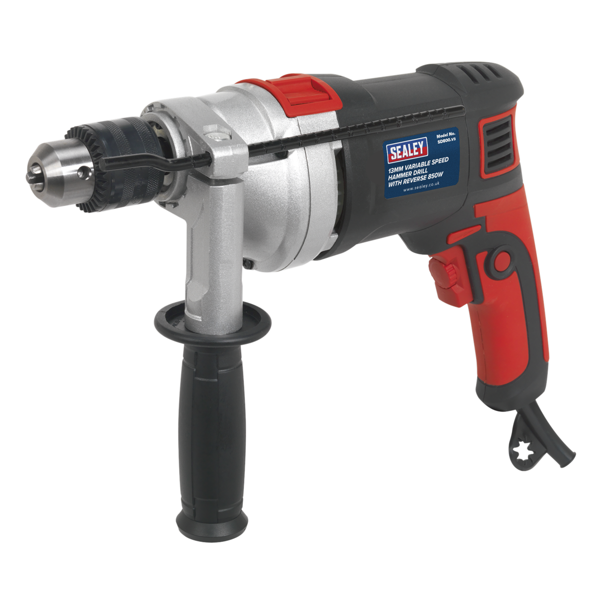 Sealey 230V Hammer Drill 13mm Variable Speed 850W With Variable Speed SD800